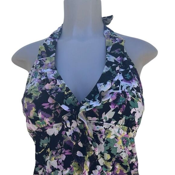 ASSETS By Sarah Blakely Spanx Swim Tankini Women's XL Multicolor Floral Halter - Picture 3 of 13